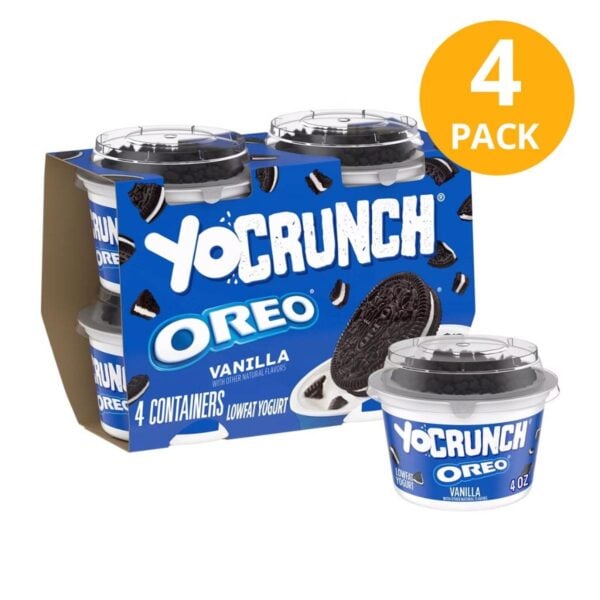 YoCrunch Vanilla with Oreo Cookie Pieces, Lowfat Yogurt 16 OZ (Pack de 4)