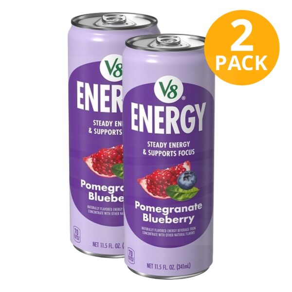 V8 Energy, Pomegranate Blueberry, Bebida Energética, 11.5 OZ (Pack de 2)