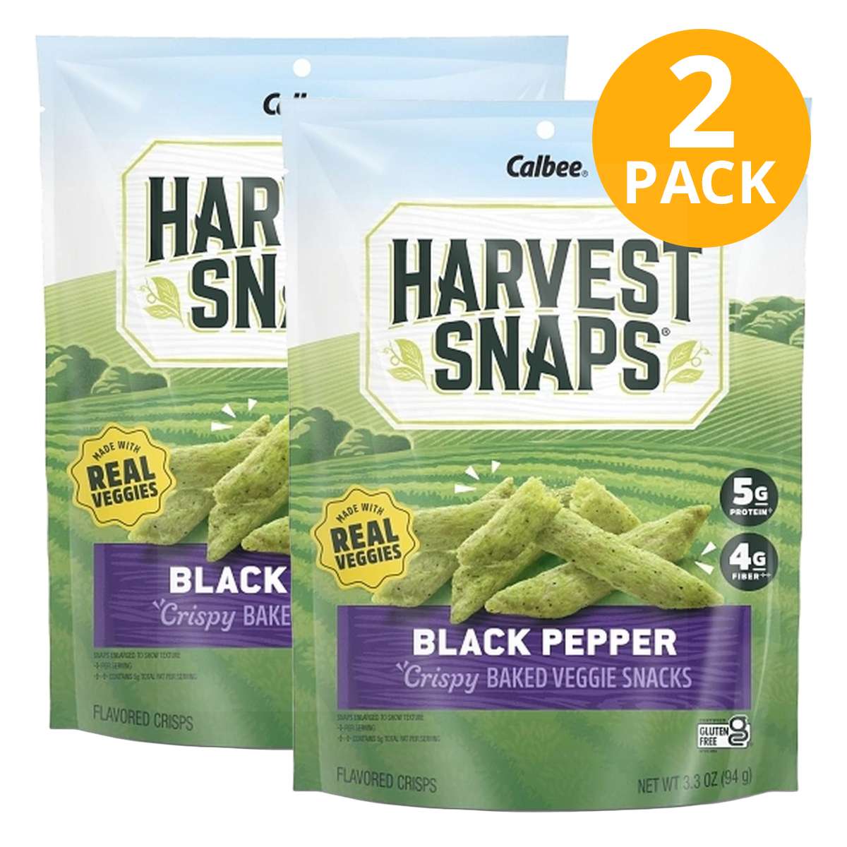 Harvest Snaps Green Pea Black Pepper, 3 Harvest Snaps Green Pea Black Pepper, 3.3 OZ (Pack de 2)
