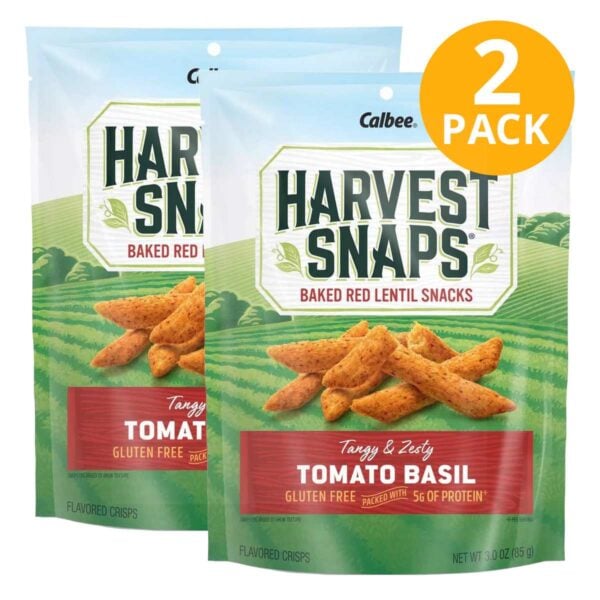 Harvest Snaps Red Lentil Tomato Basil, 3 OZ (Pack de 2)