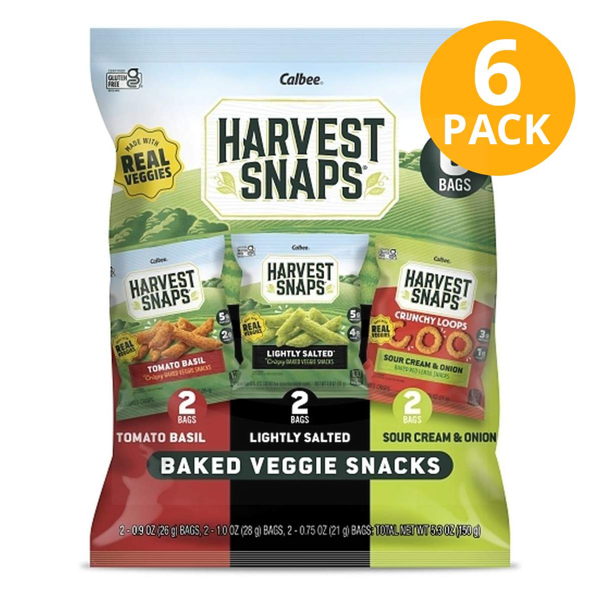 Harvest Snaps Variety Mix, Baked Veggie Snacks (Pack de 6) 1 Harvest Snaps Variety Mix, Baked Veggie Snacks (Pack de 6)