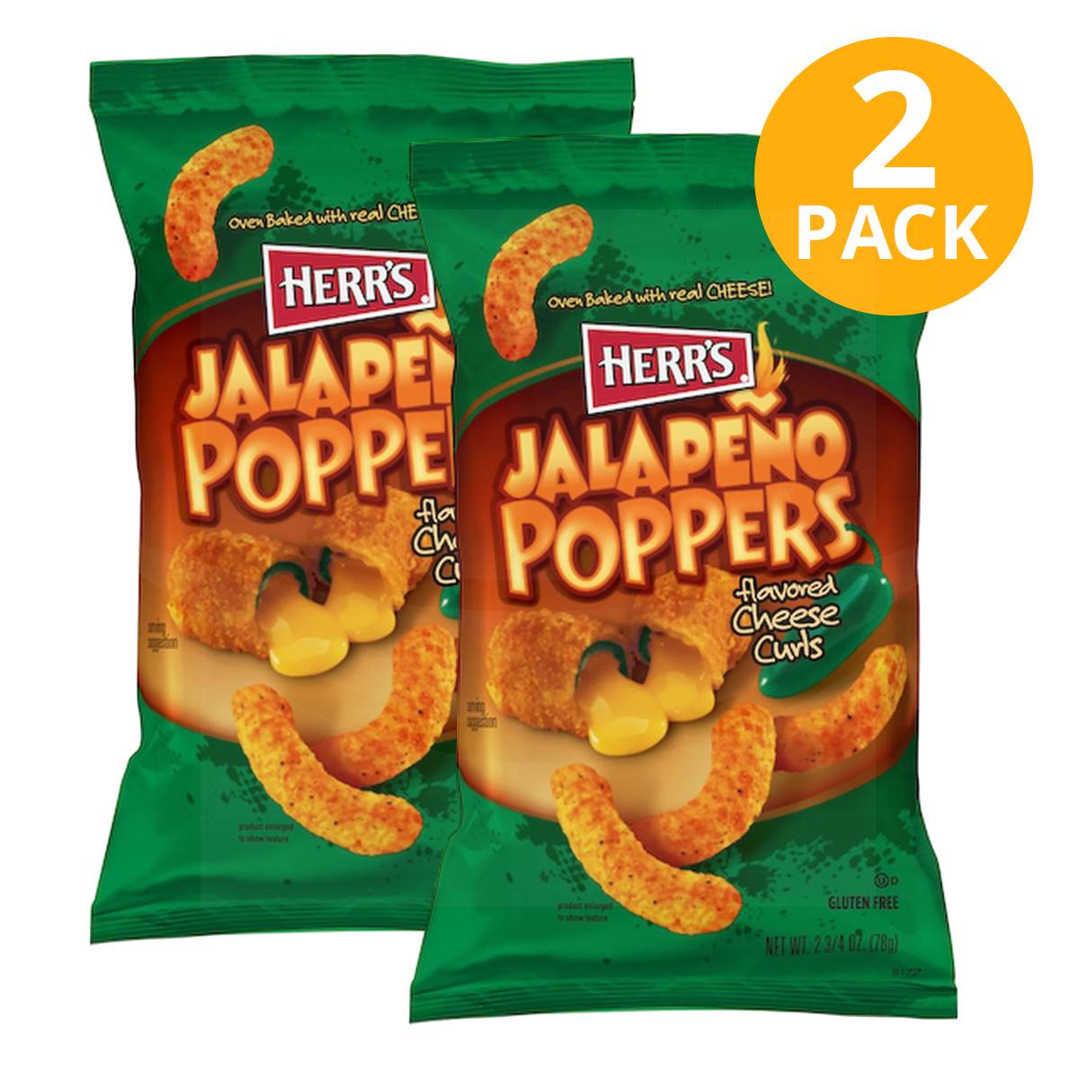 Herr's, Jalapeno Popper Curl, 2 Herr's, Jalapeno Popper Curl, 2.75 OZ (Pack de 2)