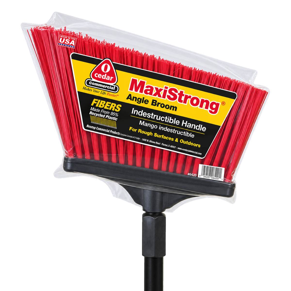 Escoba MaxiStrong Angular con Mango de Acero, O-Cedar Commercial