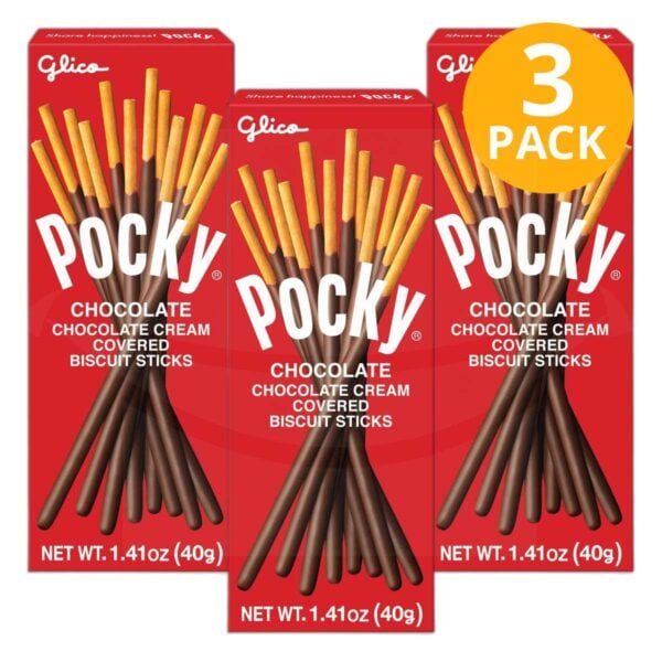 Pocky, Chocolate Cream Covered Biscuit Sticks, 1.41 OZ (Pack de 3)