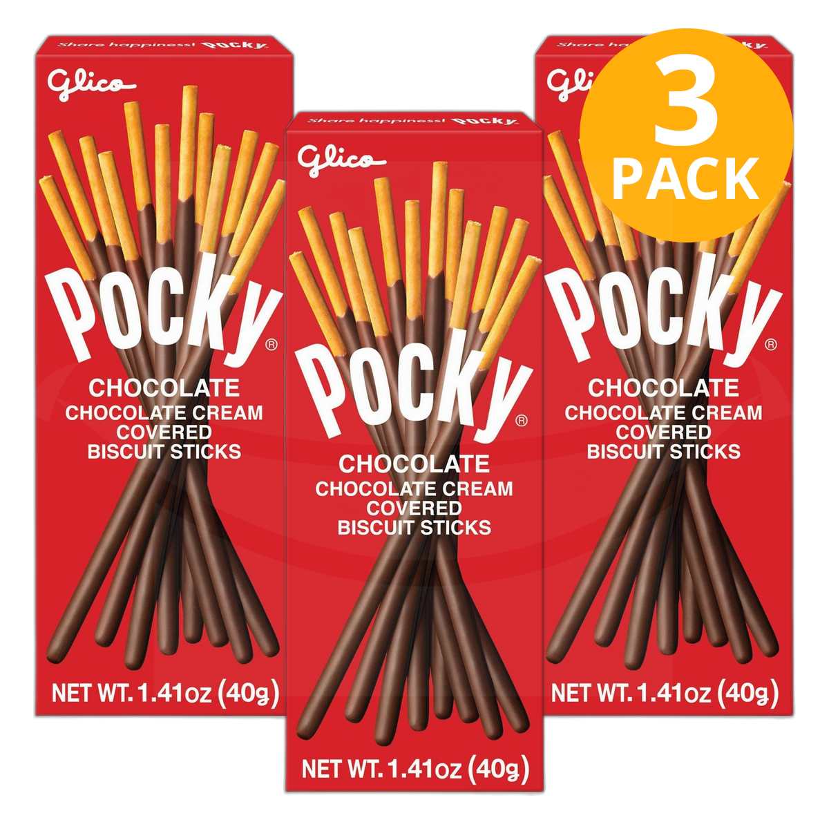 Pocky, Chocolate Cream Covered Biscuit Sticks, 1.41 OZ (Pack de 3)