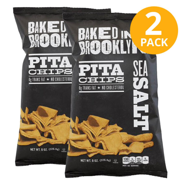 Baked in Brooklyn Pita Chips Sea Salt, 8 OZ (Pack de 2)