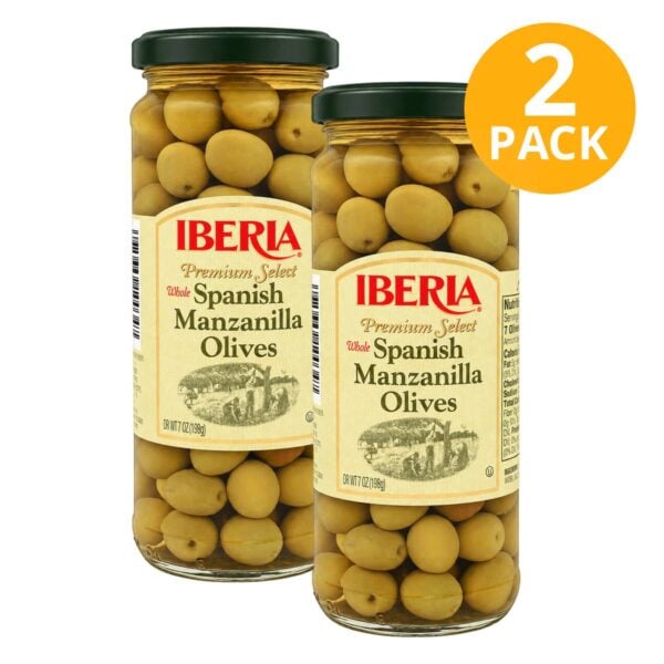 Iberia Aceitunas Manzanilla Enteras, 7 OZ (Pack de 2)