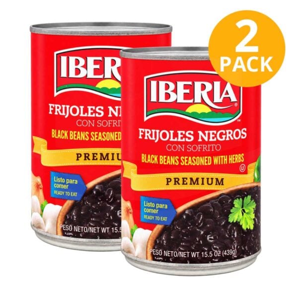 Iberia Frijoles Negros con Sofrito Listos para Comer, 15.5 OZ (Pack de 2)