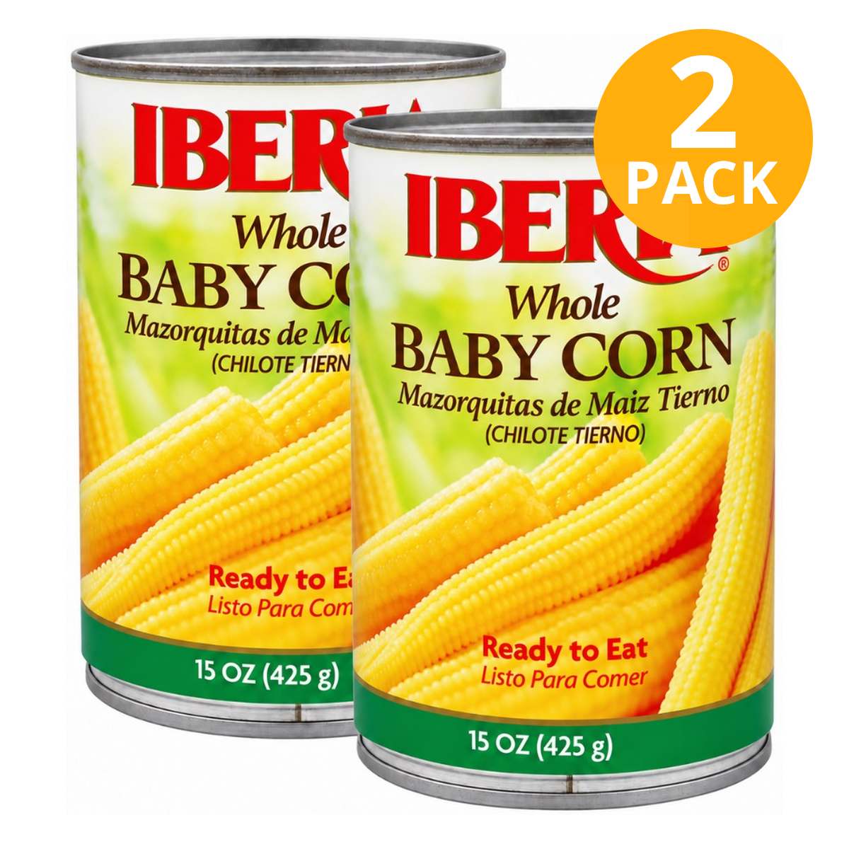 075669115051b Iberia Mazorquitas de Maíz Tierno (Whole Baby Corn), 15 OZ (Pack de 2) - Imagen 1
