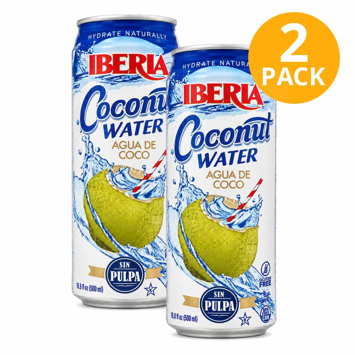 075669115112b Iberia Agua de Coco sin Pulpa, 500 ml (Pack de 2) - Imagen 1