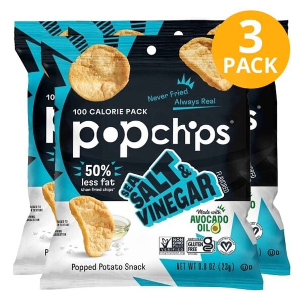 Popchips, Sea Salt & Vinegar, 0.8 OZ (Pack de 3)
