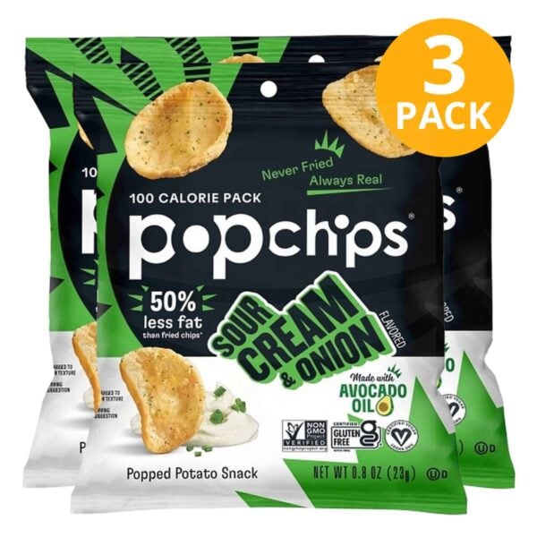 Popchips, Sour Cream & Onion, 0.8 OZ (Pack de 3)