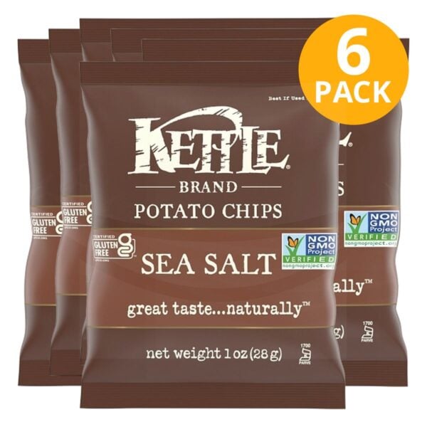 Kettle Brand Sea Salt, Potato Chips, 1 OZ (Pack de 6)