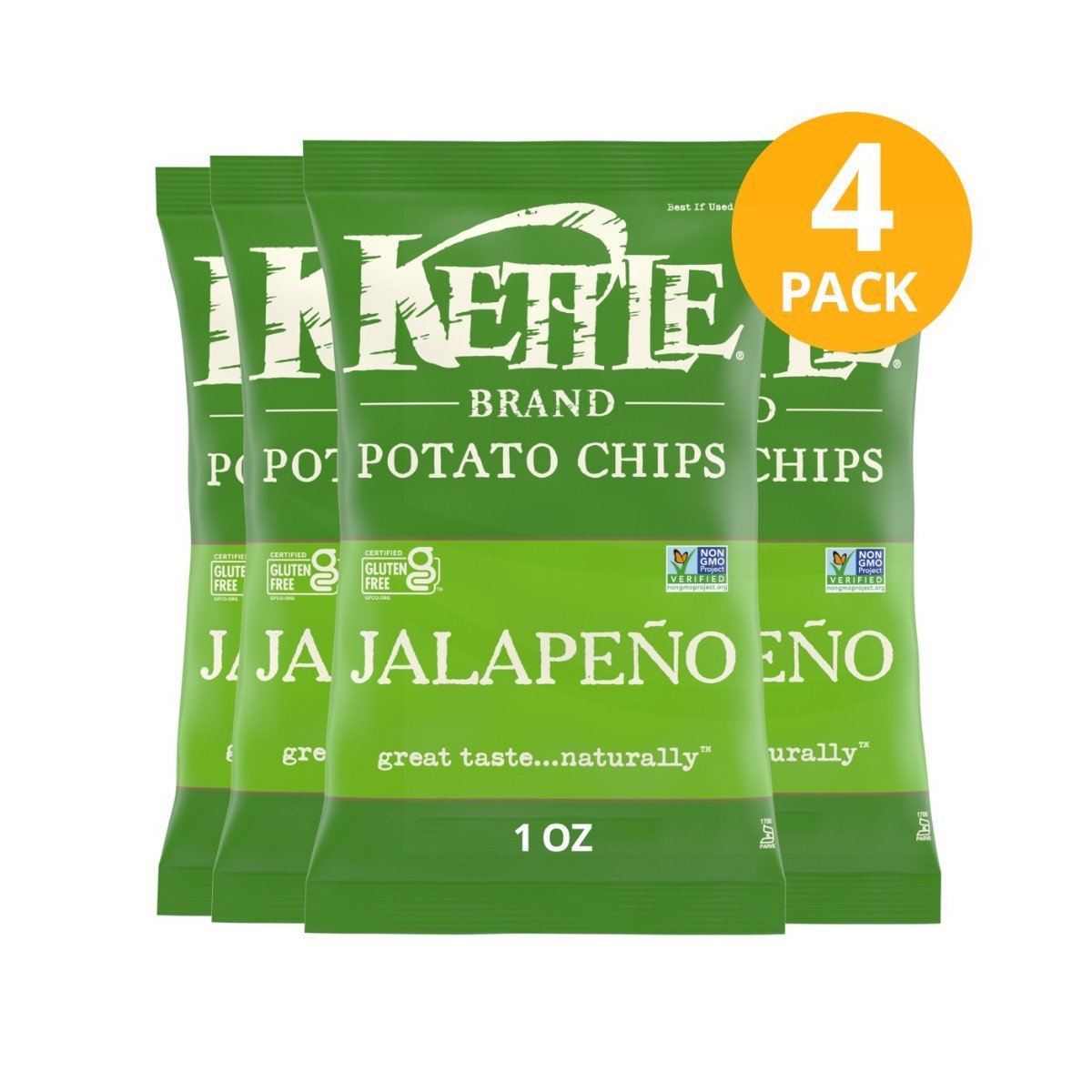 Kettle Brand Jalapeño, Potato Chips 1 OZ (Pack de 4) 1 Kettle Brand Jalapeño, Potato Chips 1 OZ (Pack de 4)