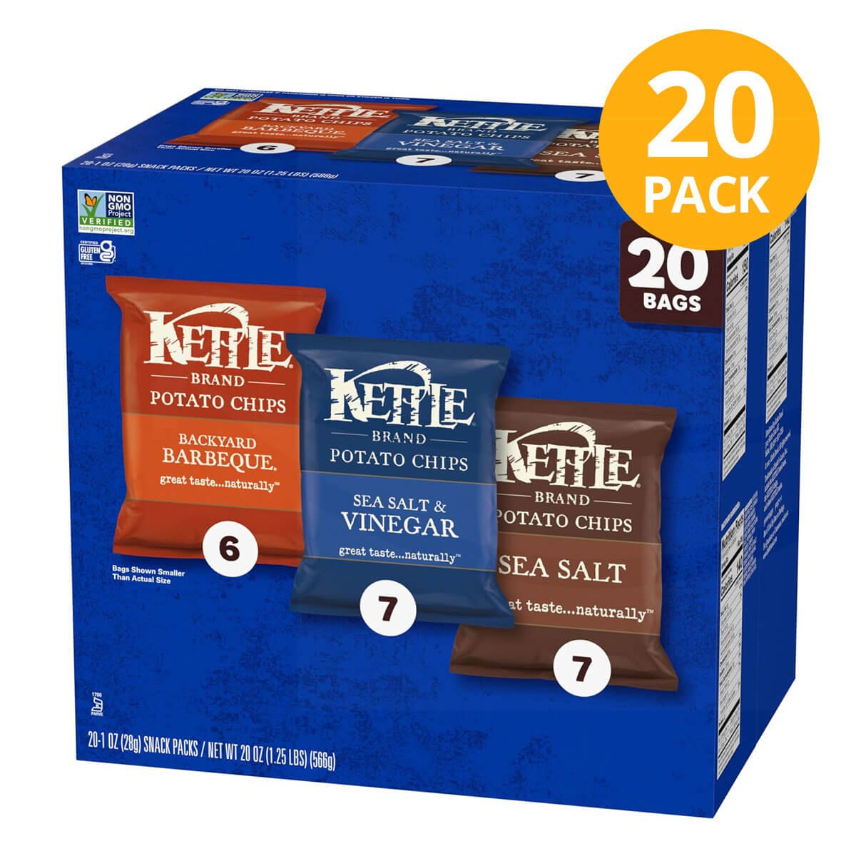 084114902979 Kettle Brand Potato Chips, Variety Pack 1 OZ (Pack de 20) - Imagen 1