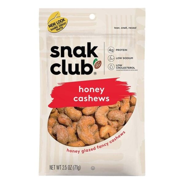 Snak Club Honey Cashews, 2.5 OZ