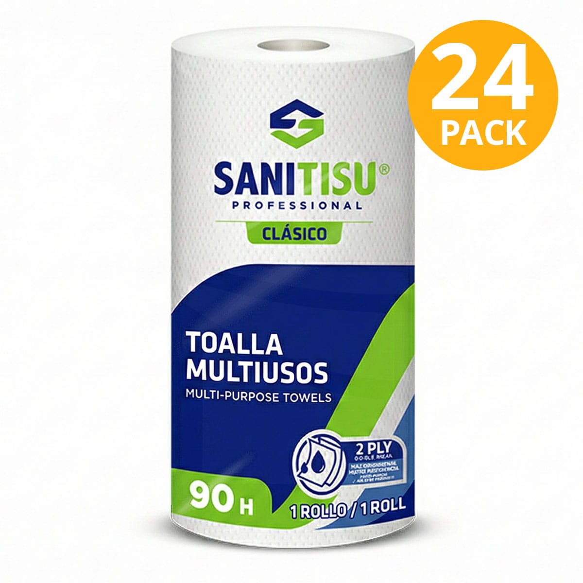 Sanitisu Papel Toalla Clásico, 90 Hojas Doble Hoja (Pack de 24) 1 Sanitisu Papel Toalla Clásico, 90 Hojas Doble Hoja (Pack de 24)