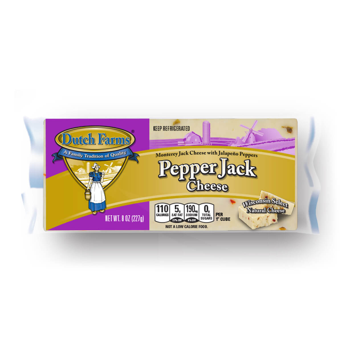 091945180803 Queso Pepper Jack Barra, Dutch Farms, 227 gr - Imagen 1