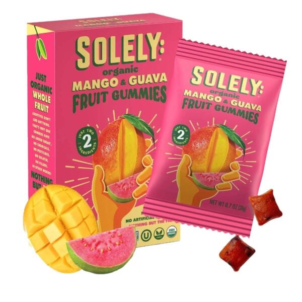 Solely Organic Mango & Guava Fruit Gummies 3.5 OZ (5 Pouches)