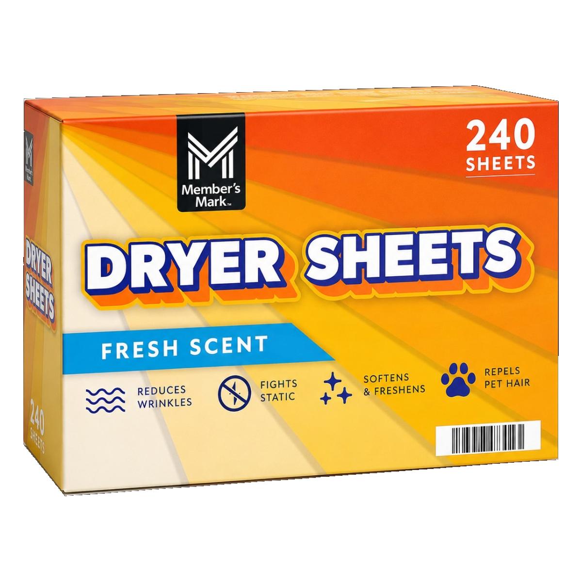Toallitas para Secadora Member's Mark Fresh Scent, 240 Unidades 1 Toallitas para Secadora Member's Mark Fresh Scent, 240 Unidades
