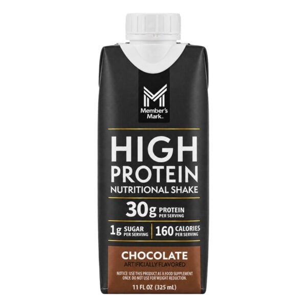 High Protein Nutritional Shake, Chocolate, 30 gr Batido de Proteína, Member's Mark 11 OZ