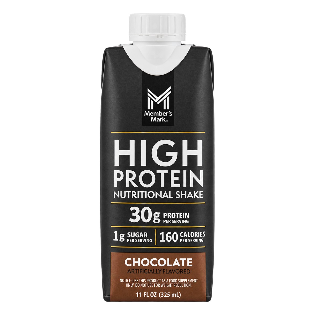 High Protein Nutritional Shake, Chocolate, 30 gr Batido de Proteína, Member's Mark 11 OZ