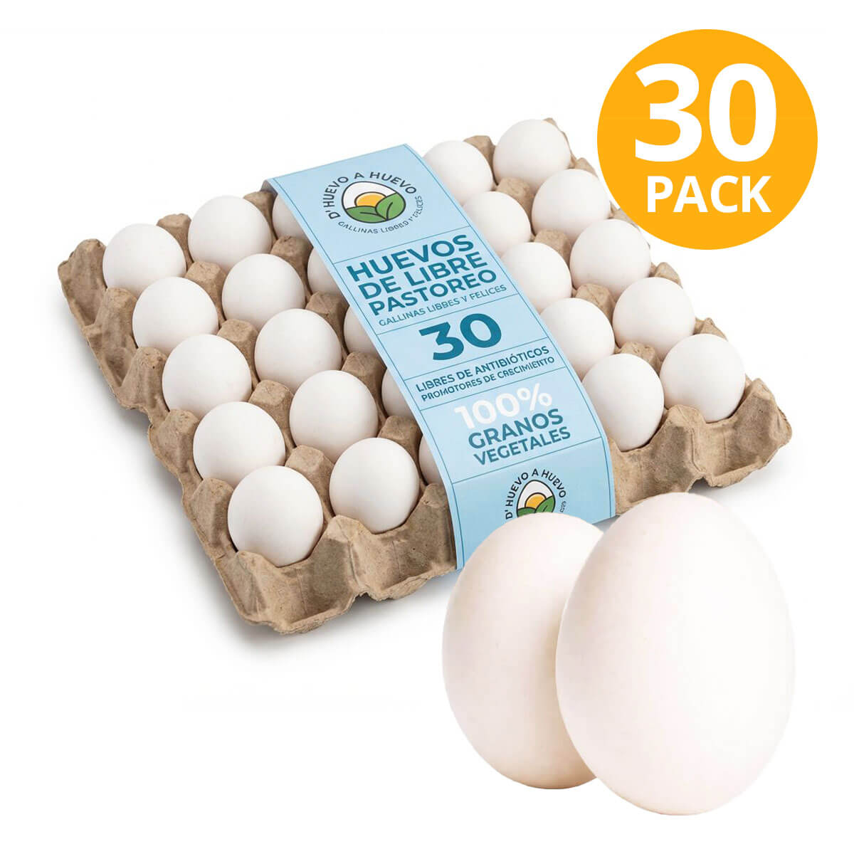 199874700809 Huevos Blancos de Libre Pastoreo, D’ Huevo a Huevo, 30 Unidades - Imagen 1