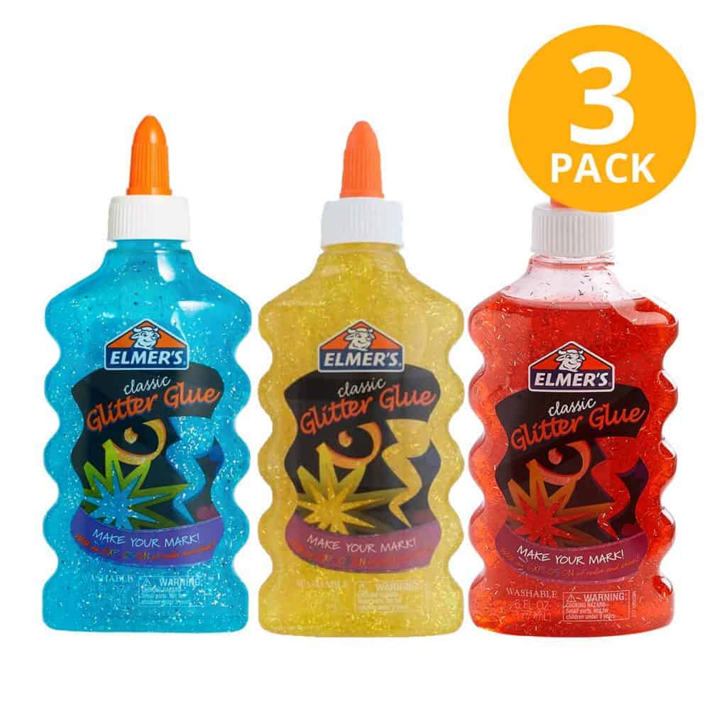 Elmer’s, Classic Glitter Glue, Red, Yellow and Blue, 6 OZ (Pack de 3