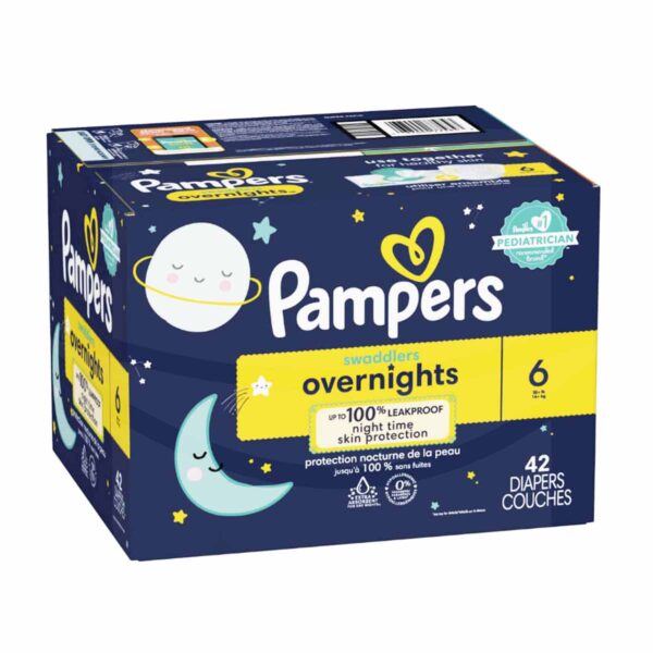 Pampers Swaddlers Overnights, Talla 6, 42 Pañales