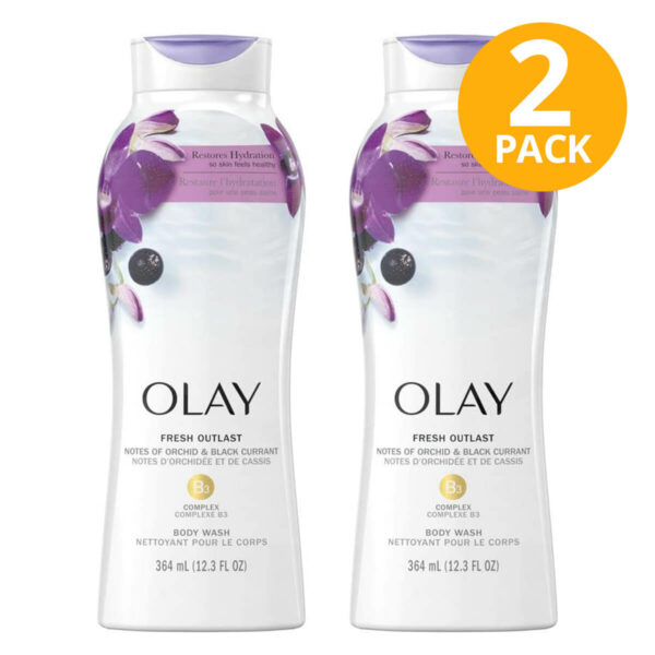 Olay Body Wash Fresh Outlast, Orchid & Black Currant, 364 ml (Pack de 2)