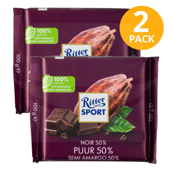 Ritter Sport Chocolate Semi Amargo 50%, 100 gr (Pack de 2)