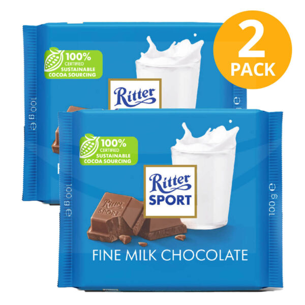 Ritter Sport Chocolate  Fine Milk Chocolate, 100 gr (Pack de 2)