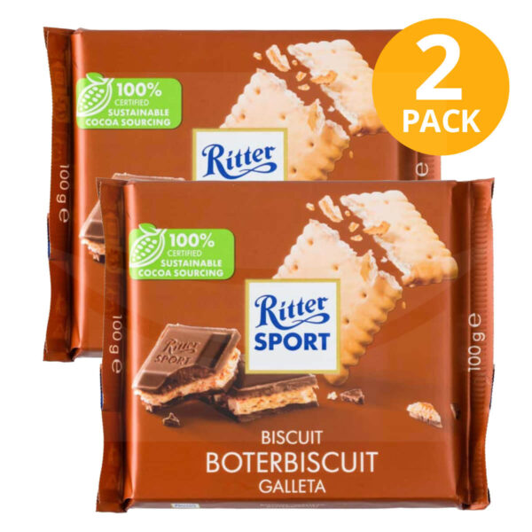 Ritter Sport Chocolate  Galleta Butter Biscuit, 100 gr (Pack de 2)