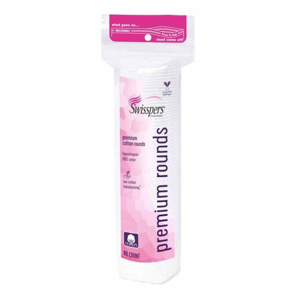 Toallitas de Algodón Removedoras de Maquillaje, Swisspers, 80 Toallitas