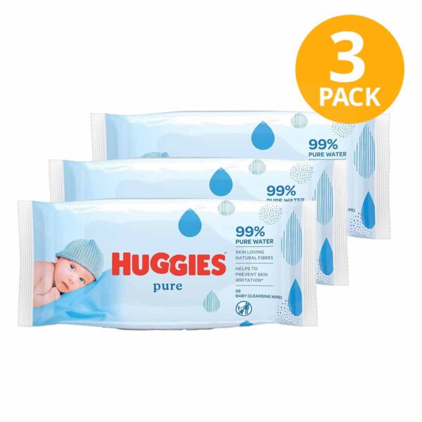 Huggies Pure, 168 Toallitas Húmedas (Pack de 3 x 56)