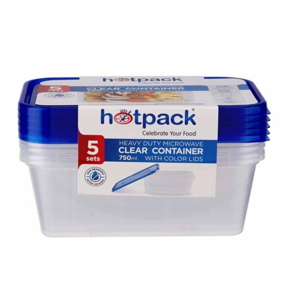 Envase Transparente 750 ml, Hot Pack, 5 Unidades