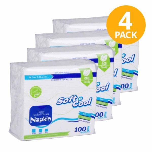Servilletas Blancas, Soft n’ Cool, 400 Servilletas (Pack de 4 x 100)