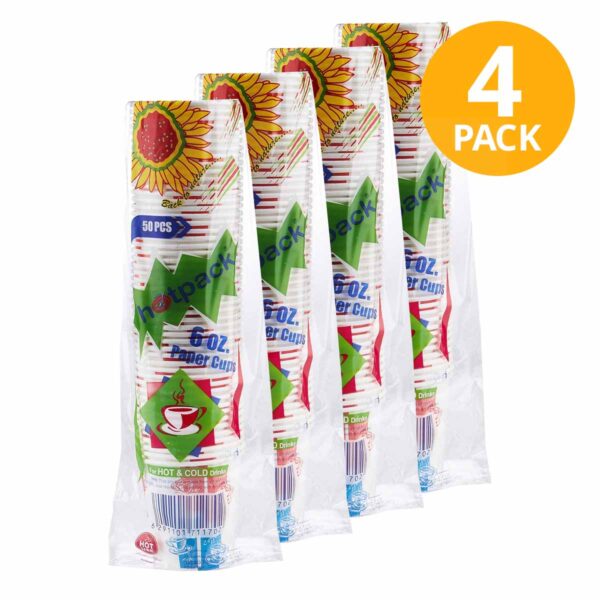 Vaso de Papel 6 OZ, Hot Pack, 200 Unidades (Pack de 4 x 50)