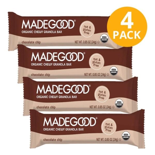 Made Good Granola Bar, Chocolate Chip, 24 gr (Pack de 4)