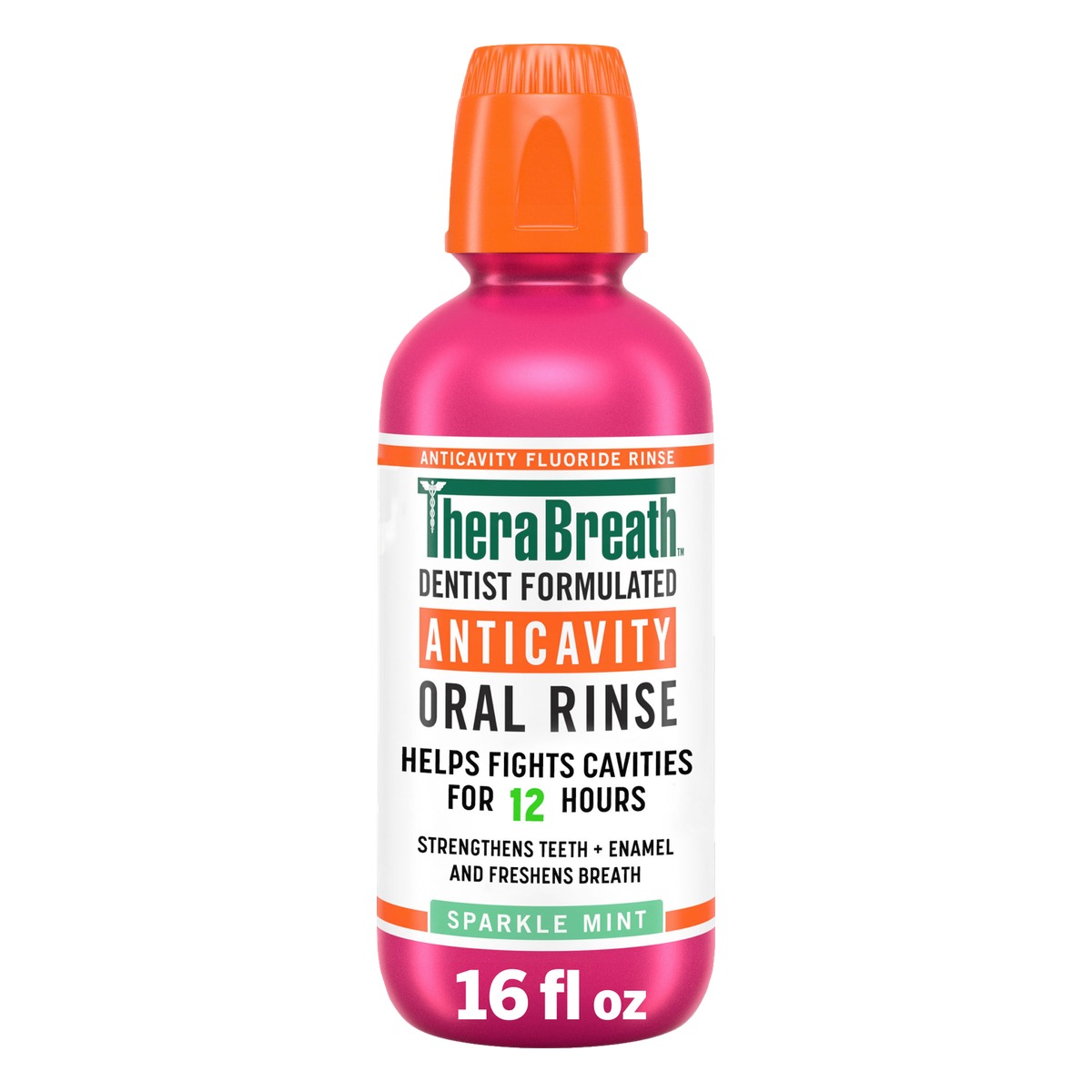 TheraBreath Enjuague Bucal Anticaries, Sparkle Mint, 16 OZ
