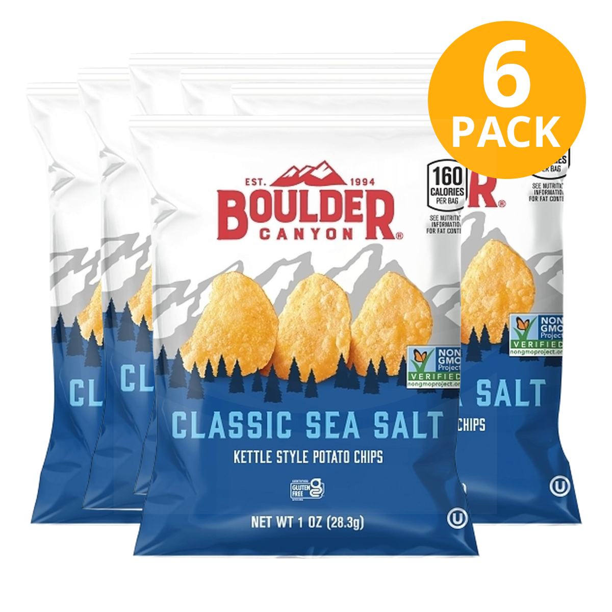 Boulder Canyon Sea Salt, Kettle Potato Chips, 1 OZ (Pack de 6) 1 Boulder Canyon Sea Salt, Kettle Potato Chips, 1 OZ (Pack de 6)