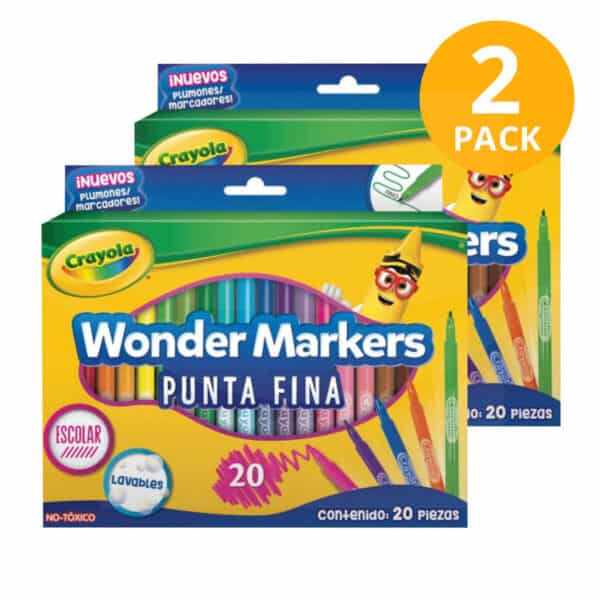 Crayola, Marcadores Punta Fina Wonder Markers, 20 Unidades (Pack de 2)