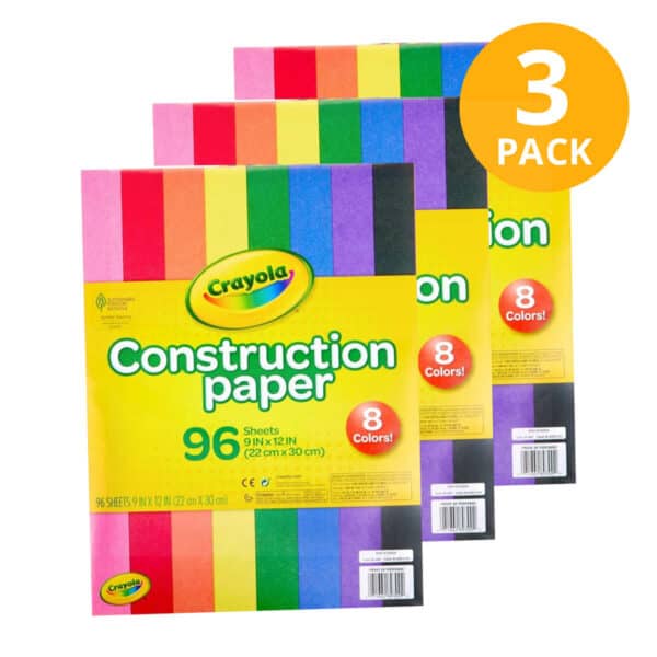 Crayola, Papel Construcción, 96 Hojas (Pack de 3)