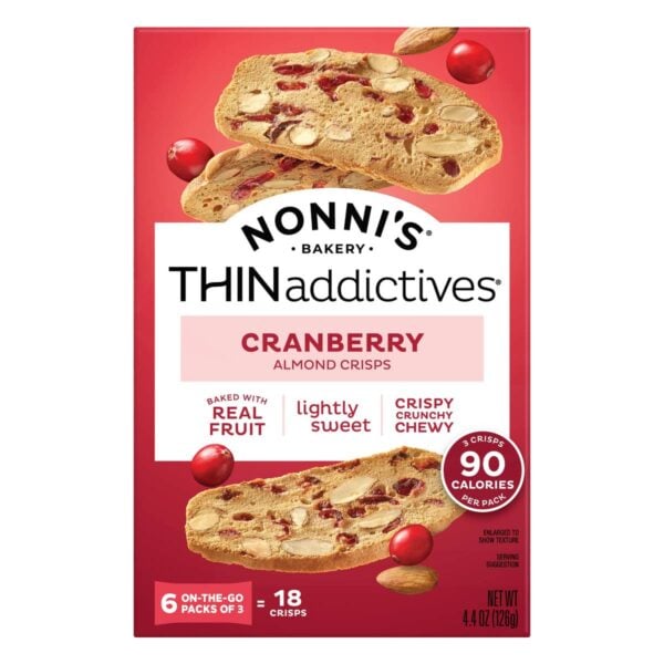 Nonni's THINaddictives, Cranberry Almond Crisps, 4.4 OZ