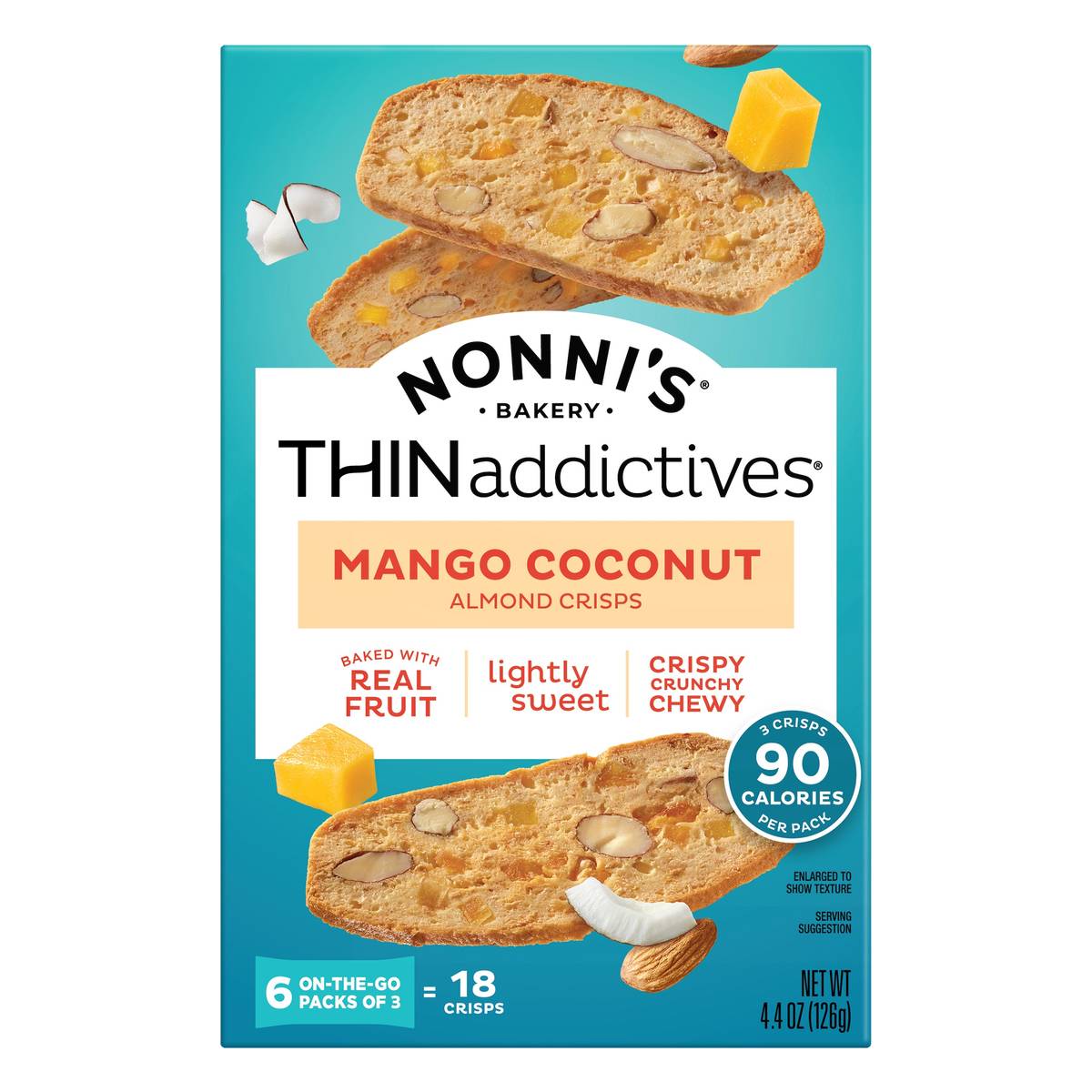 Nonni's THINaddictives, Mango Coconut Crisps, 4.4 OZ