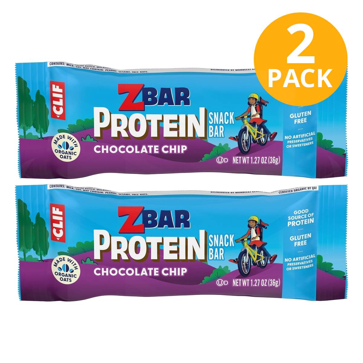 Clif Zbar Protein, Chocolate Chip, 1 Clif Zbar Protein, Chocolate Chip, 1.27 OZ (Pack de 2)