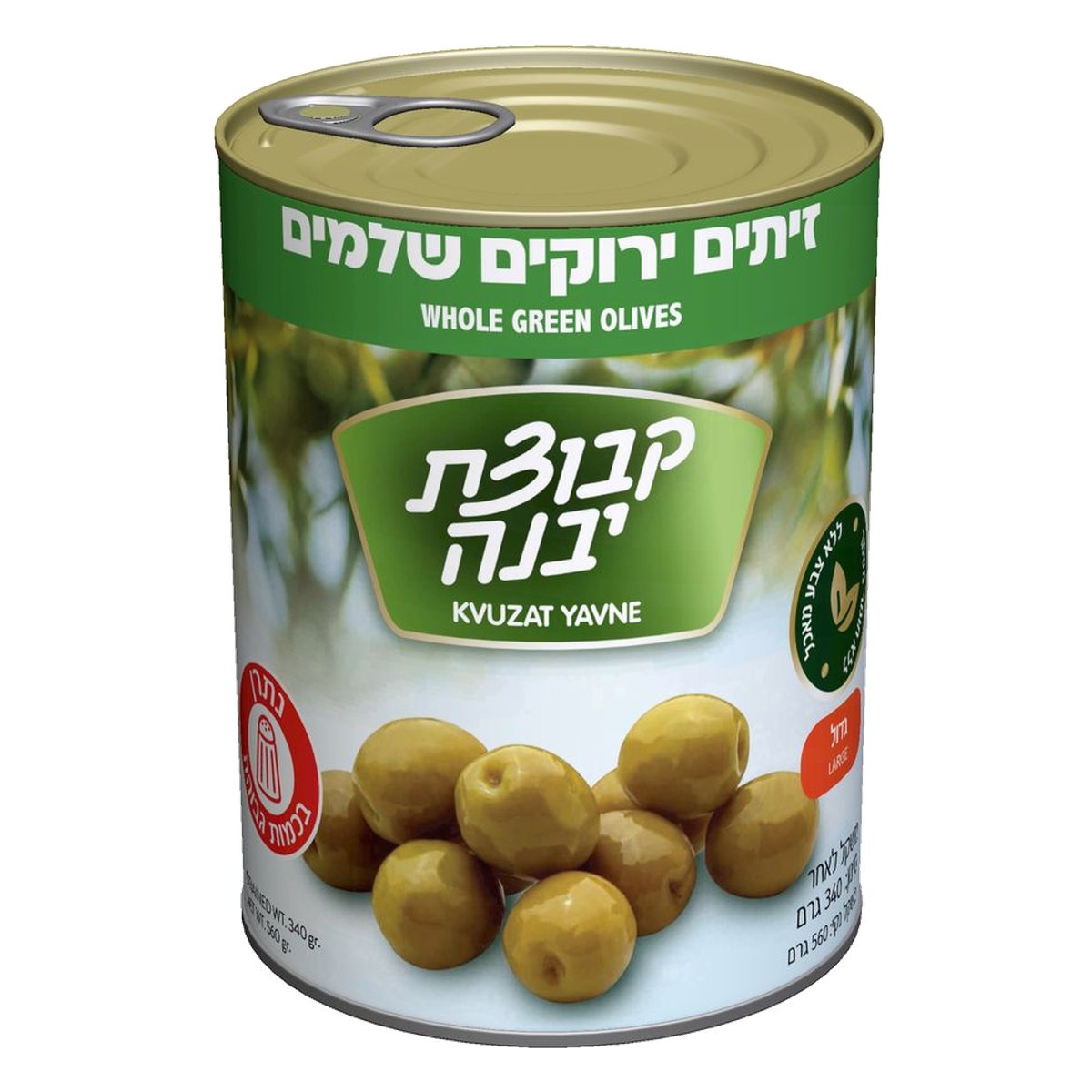 Kvutzat Yavne Aceitunas Verdes Enteras (Kosher), 560 gr