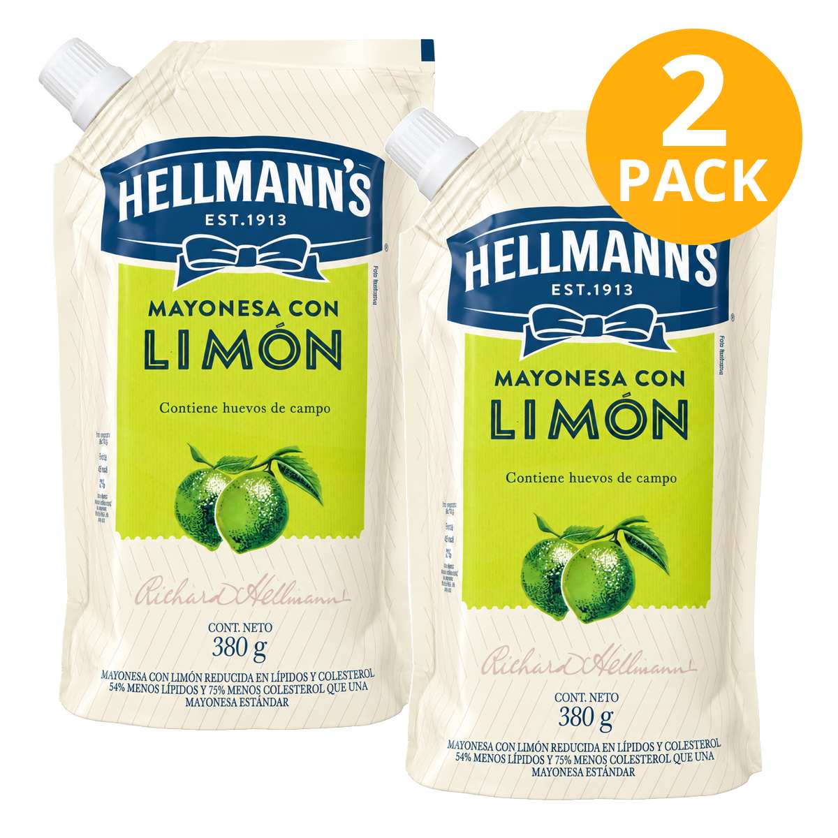 Hellmann’s Mayonesa, Limón, 380 gr (Pack de 2) 1 Hellmann’s Mayonesa, Limón, 380 gr (Pack de 2)