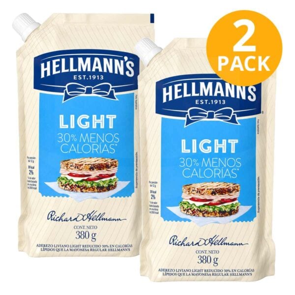Hellmann’s Mayonesa, Light, 380 gr (Pack de 2)