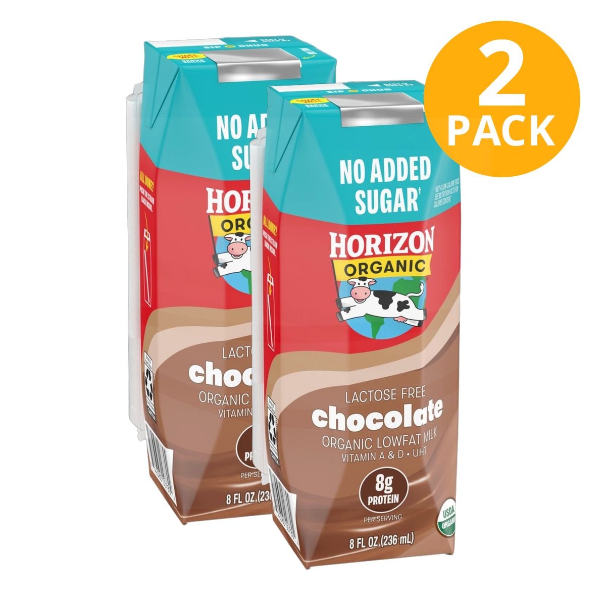 Horizon Leche Chocolate 1%, Sin Lactosa, 8 OZ (Pack de 2) 1 Horizon Leche Chocolate 1%, Sin Lactosa, 8 OZ (Pack de 2)